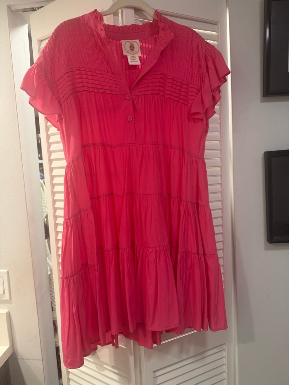 Muche Muchette Pink Ruffled Tiered Swing Dress